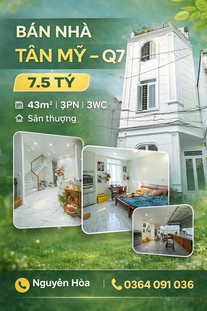 Bán nhà đường Tân Mỹ Quận 7 43m² giá 7.5 tỷ - Thiết kế hiện đại, sẵn thang máy!