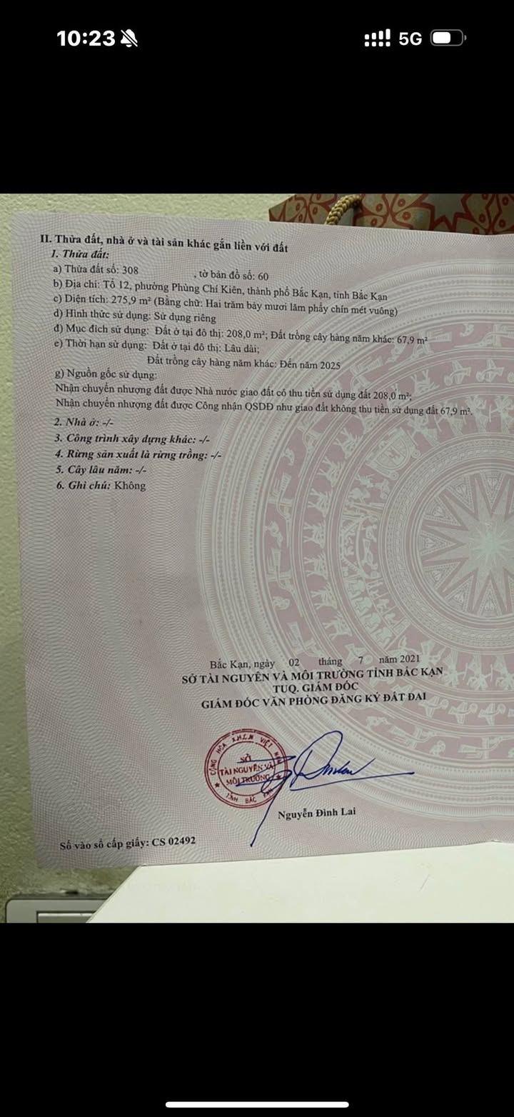 Đất thổ cư tại Phường Phùng Chí Kiên, TP Bắc Kạn 276m² - Chính chủ bán gấp!