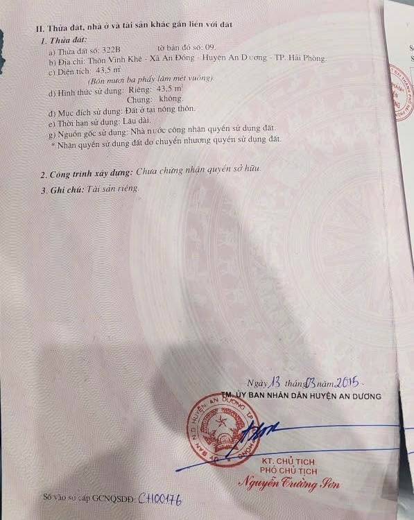 Đất nền Vĩnh Khê, An Hải 43.5m² giá 1.4 tỷ - Chính chủ cần bán nhanh!