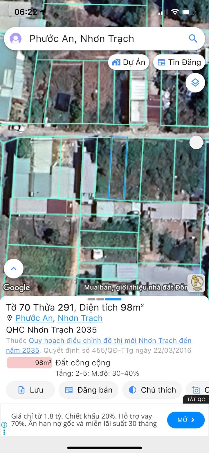 Đất nền Phước An 100m² giá 850 triệu - Sổ hồng chính chủ, đường xe ô tô thông thoáng!