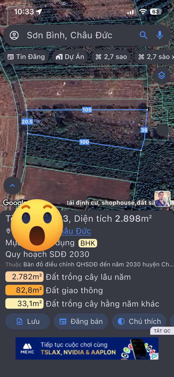 Đất nền 2,9 sào mặt tiền đường nhựa Cò So, Xuân Sơn - Bà Rịa Vũng Tàu giá 2,1 tỷ