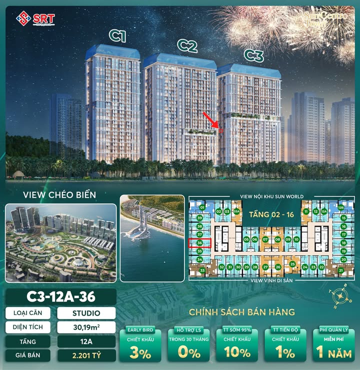 Căn hộ studio Sun Centro Town Hạ Long 30m² giá 2.201 tỷ - Cơ hội đầu tư tuyệt vời!