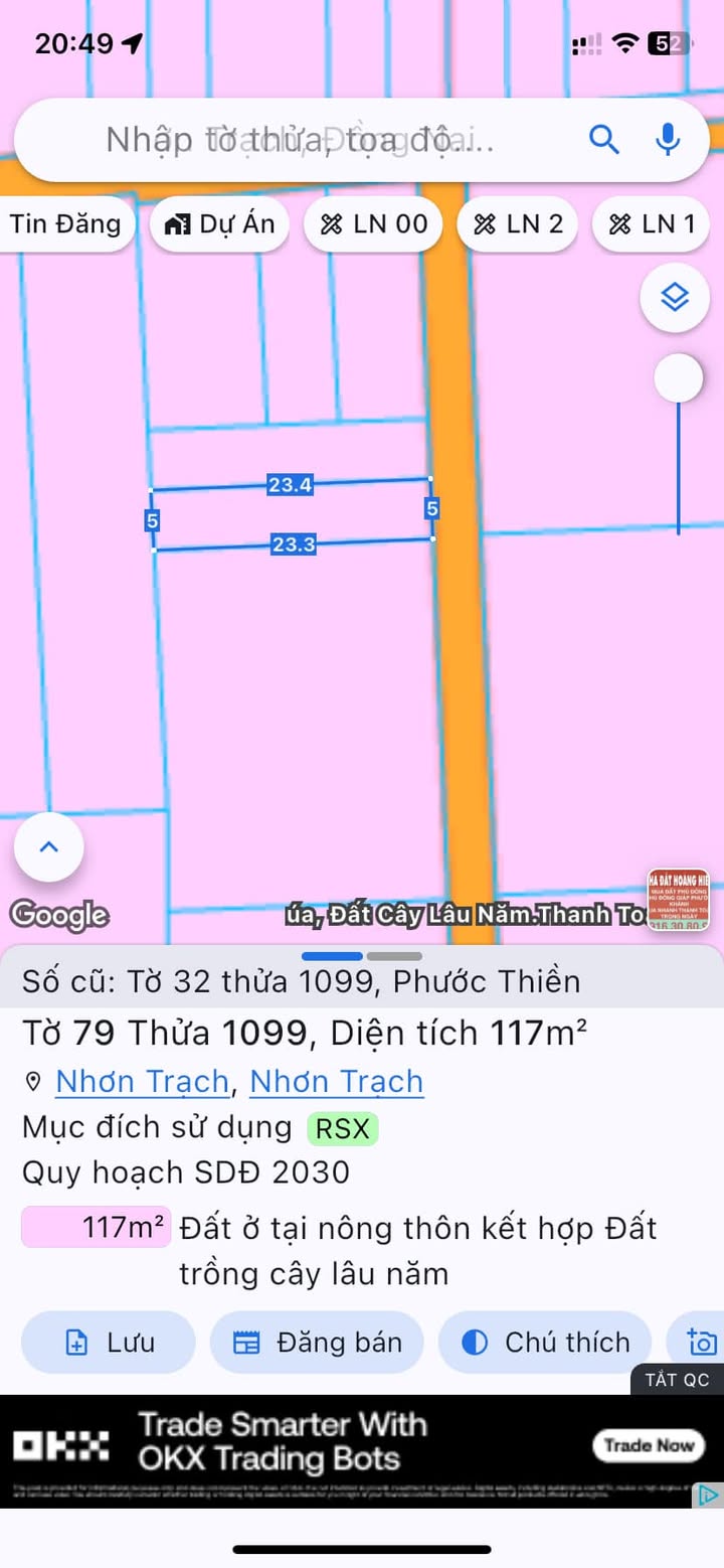 Đất nền 117m² tại Nhơn Trạch - Giá chỉ 1 tỷ, cơ hội đầu tư tuyệt vời!