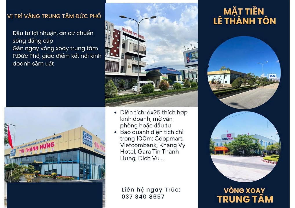 Đất mặt tiền Lê Thánh Tôn, Đức Phổ 150m² - Đầu tư sinh lời bền vững!