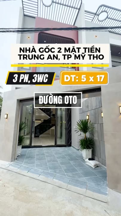 Nhà góc 2 mặt tiền đường Oto tại Trung An, Mỹ Tho - Diện tích 85m², giá thỏa thuận!