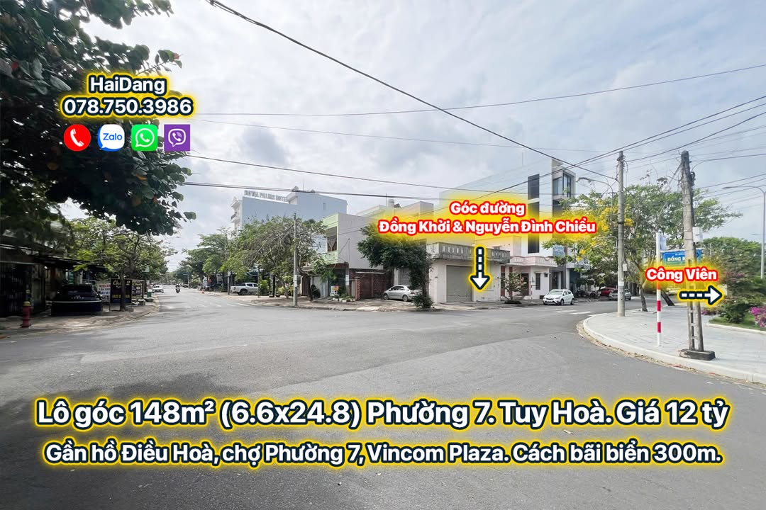 Đất nền góc 148m² đường Nguyễn Đình Chiểu, Tuy Hoà - Kinh doanh thuận lợi chỉ 12 tỷ!