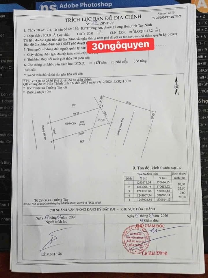 Đất thổ cư 290m² hẻm 30 Ngô Quyền giá 8.175 tỷ - Cơ hội đầu tư vàng!