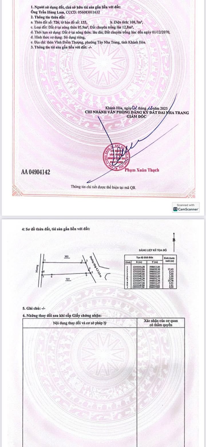 Bán 3 lô đất liền kề Hẻm 707 Vĩnh Hiệp, Nha Trang - Pháp lý sổ hồng chính chủ!