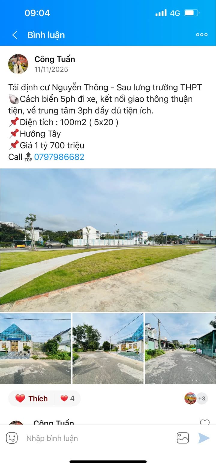 Đất nền 100m² Đường Nguyễn Thông, Phú Hài - Giá chỉ 1,6 tỷ - Cơ hội đầu tư hấp dẫn!