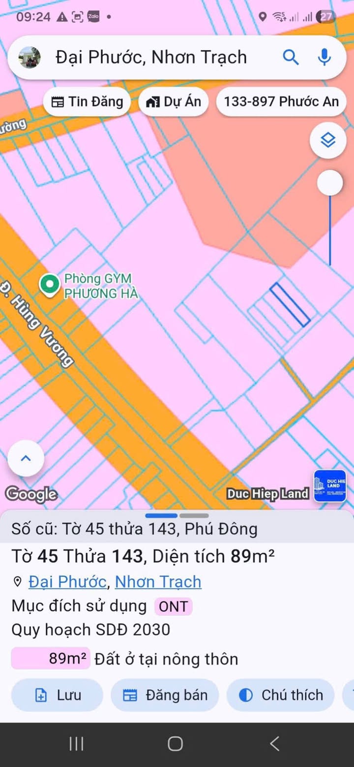 Đất thổ cư Phú Đông Dĩ An 89m² giá 1.49 tỷ - Cơ hội đầu tư tuyệt vời!