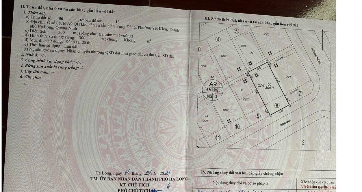 Bán đất biệt thự ô A9, Phường Hồng Gai, 300m² giá 18 tỷ - Tiềm năng đầu tư lớn!