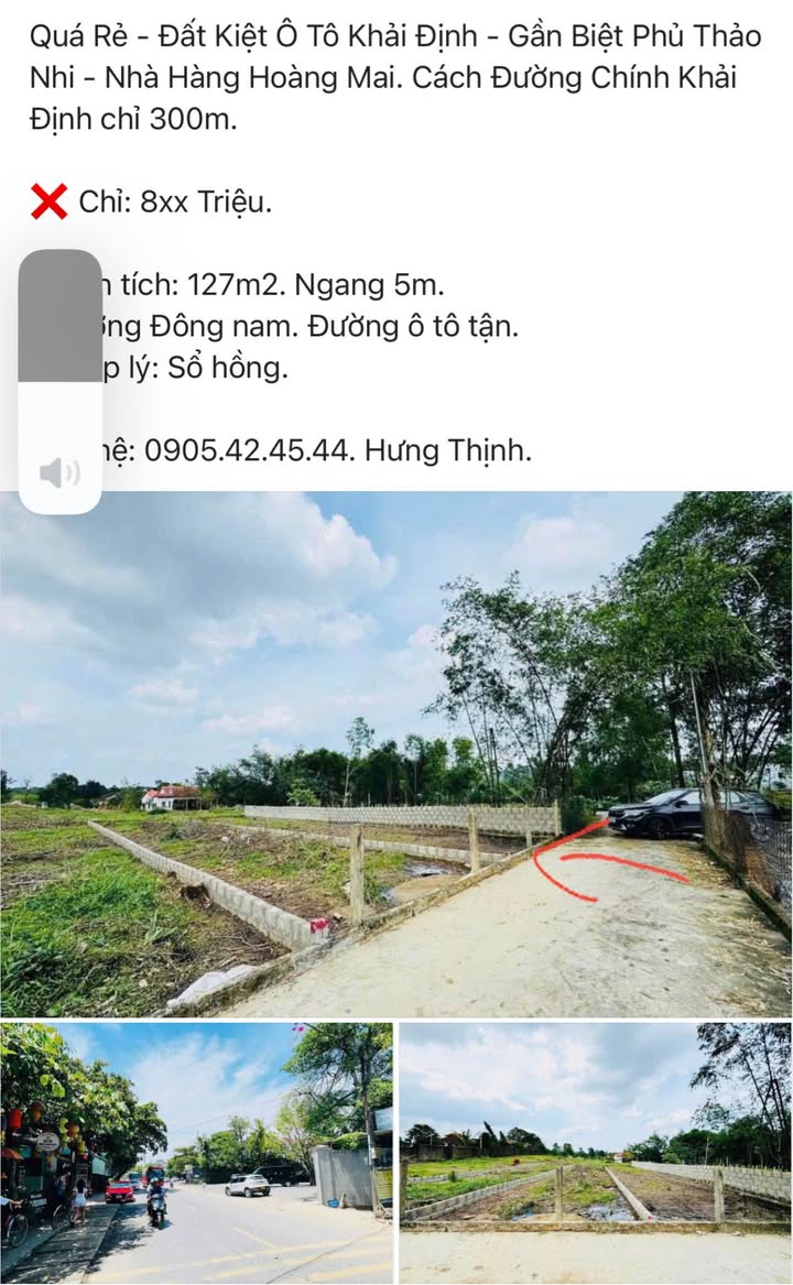 Đất Kiệt Ô Tô Khải Định, Huế 127m² - Giá Chỉ 8xx Triệu!