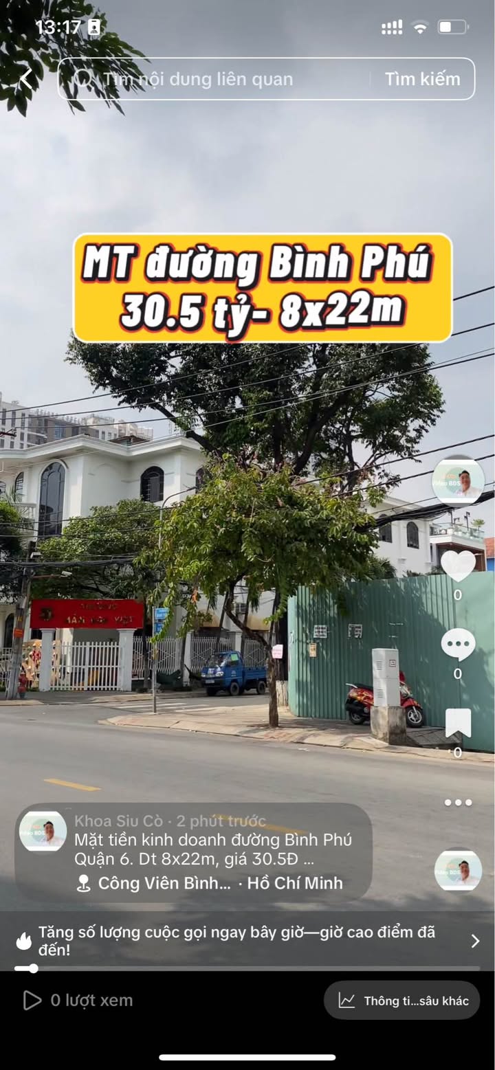 Bán đất mặt tiền đường Bình Phú, Quận 6 - Diện tích 176m², giá 30.5 tỷ, vị trí đắc địa!