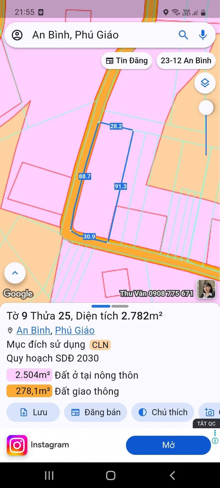 Đất thổ cư 3100m² tại An Bình, Phú Giáo - Giá chỉ 3.9 tỷ!