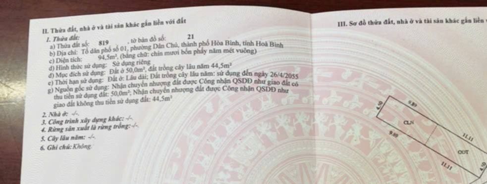 Đất nền Tổ 1, Phường Dân Chủ, Hòa Bình 100m² - Tiện kinh doanh đa dạng!