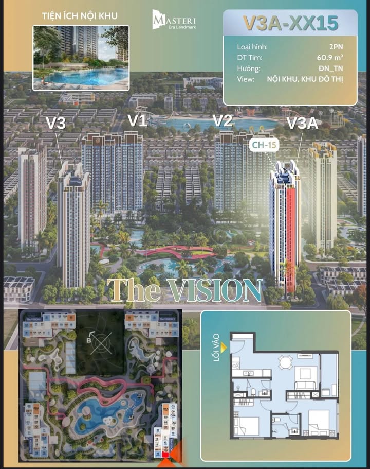 Căn hộ Masteri Eraland Mark 60.9m² giá 3.9 tỷ - Hỗ trợ lãi suất 0%!
