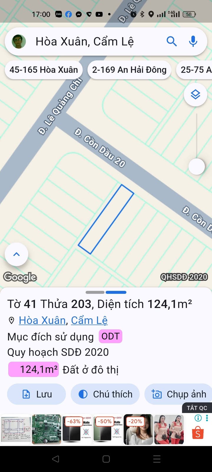 Đất nền Cồn Dầu 20, Đà Nẵng 124m² giá 7.9 tỷ - Đầu tư sinh lời lý tưởng!