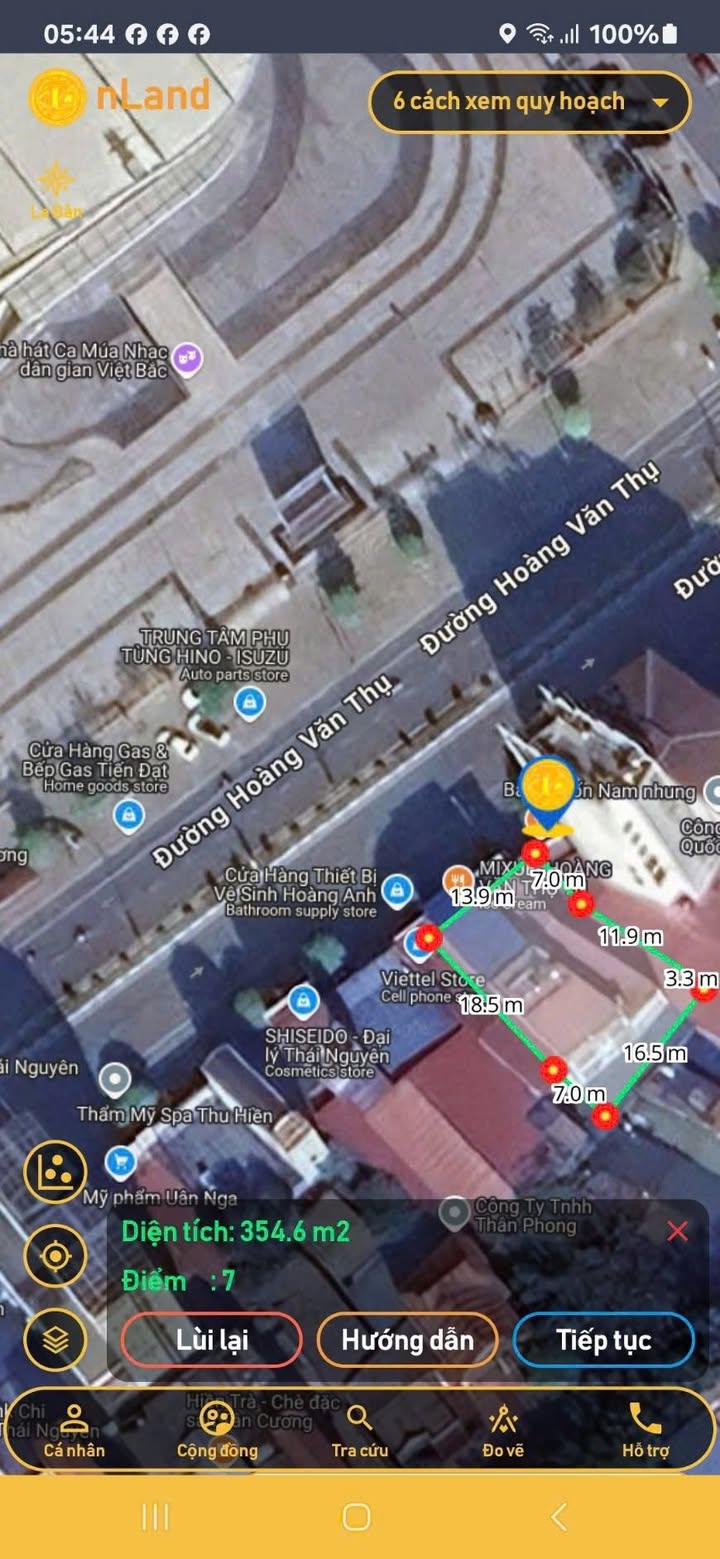 Đất thổ cư 611m² tại Hoàng Văn Thụ, Thái Nguyên - Giá 24.4 tỷ, hướng Đông