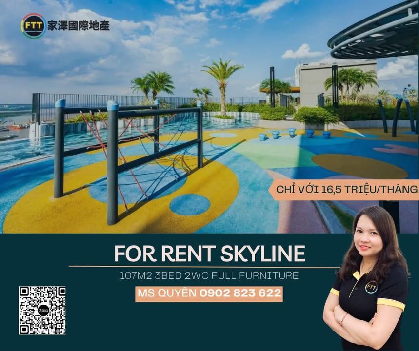 Căn hộ Skyline Quận 7 107m² giá 16.5 triệu - Full nội thất tiện nghi!
