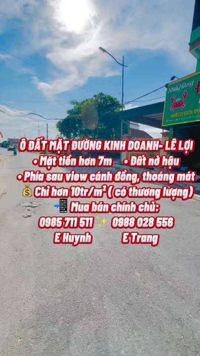 Đất mặt tiền kinh doanh tại Lê Lợi, Hoành Bồ 520m² giá chỉ 5.72 tỷ - Đầu tư sinh lời ngay!