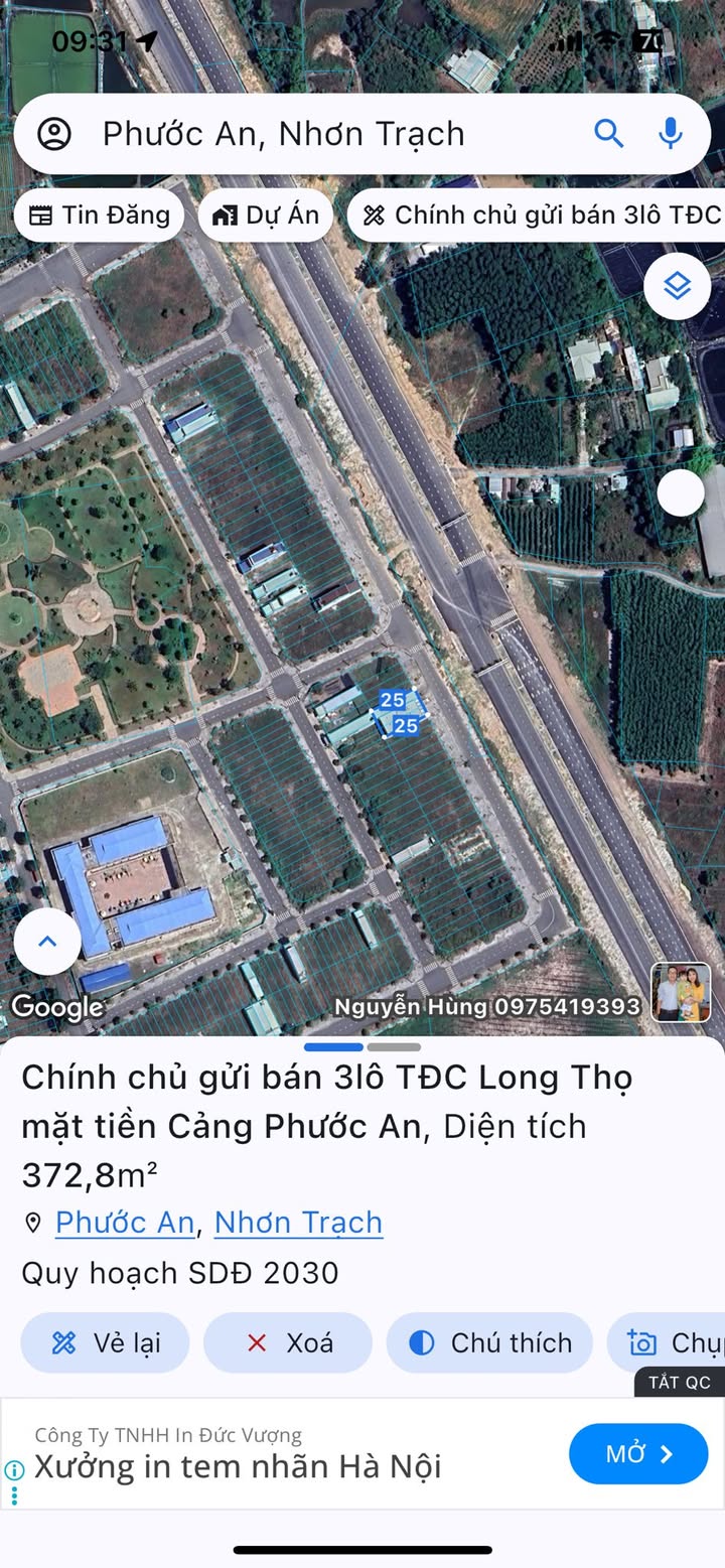 Đất dự án xã Long Thọ 375m² giá 11.5 tỷ - Mặt tiền đường Cảng Phước An