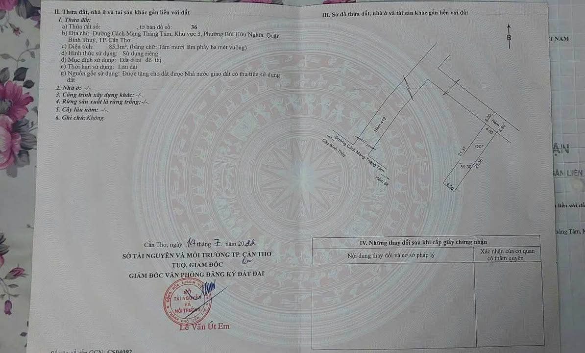 Đất nền hẻm 412 Cách Mạng Tháng Tám, Quận Bình Thủy, 84m² giá 2.05 tỷ - Đầu tư sinh lời!