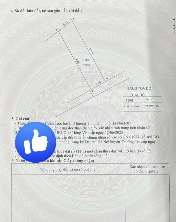 Đất nền Hồng Vân, Thường Tín 100m² giá 6.5 tỷ - Sổ đỏ chính chủ!