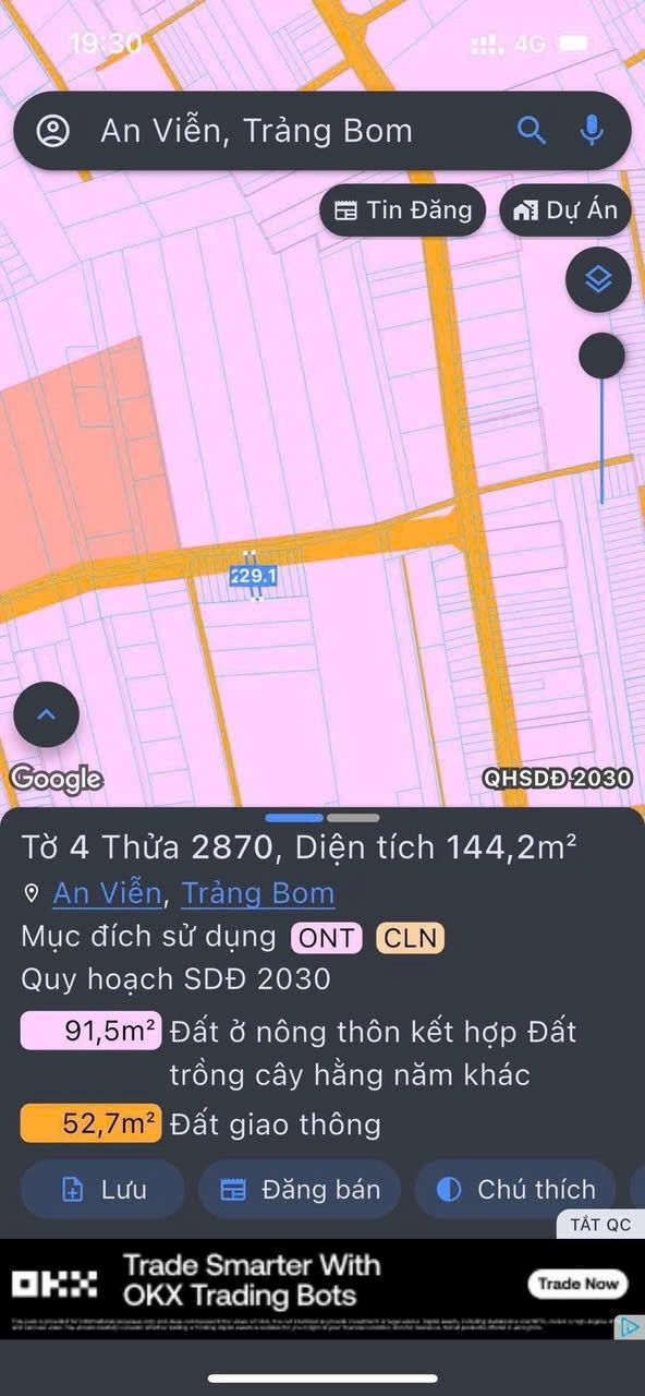 Đất nền An Viễn Trảng Bom 145m² giá 1.2 tỷ - Sổ riêng thổ cư, đường nhựa thông!