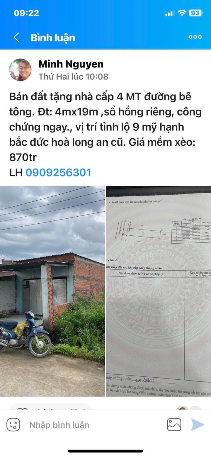 Đất nền 76m² tại Mỹ Hạnh Bắc, Đức Hòa chỉ 870 triệu - Cơ hội đầu tư hấp dẫn!