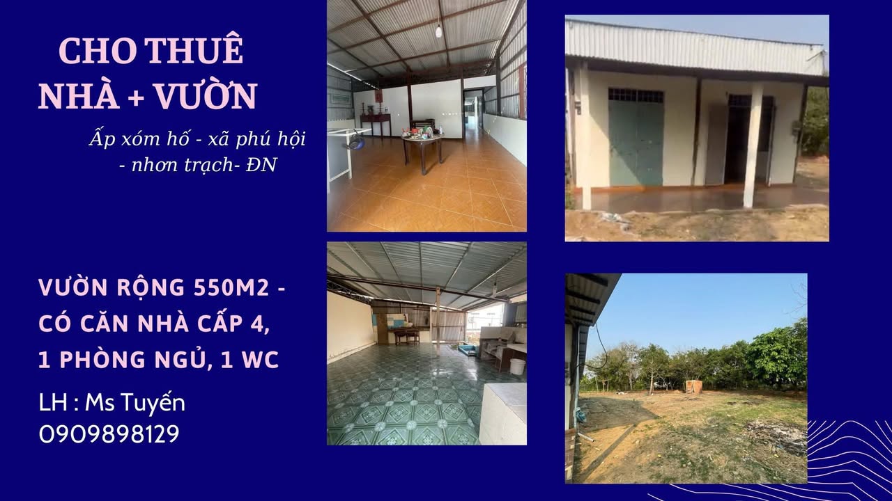 Nhà cấp 4 cho thuê tại Phú Hội, Nhơn Trạch 550m² - Vào ở ngay với giá tốt!