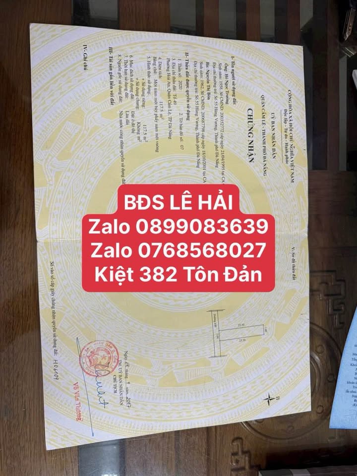 Đất nền kiệt 382 Tôn Đản, 118m² giá 3 tỷ - Cơ hội đầu tư hấp dẫn!