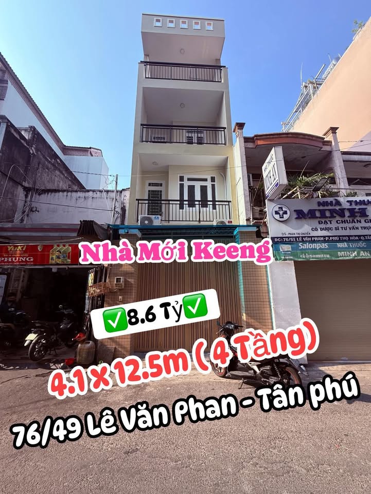 Nhà phố Tân Phú 51m² giá 8.6 tỷ - Vị trí đẹp, sẵn sàng vào ở!