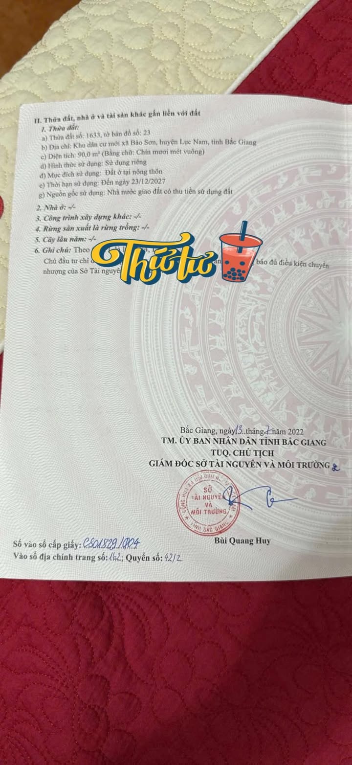 Đất nền Dự Án Bảo Sơn, Bắc Giang 90m² giá 2.2 tỷ - Sổ hồng sang tên nhanh chóng!