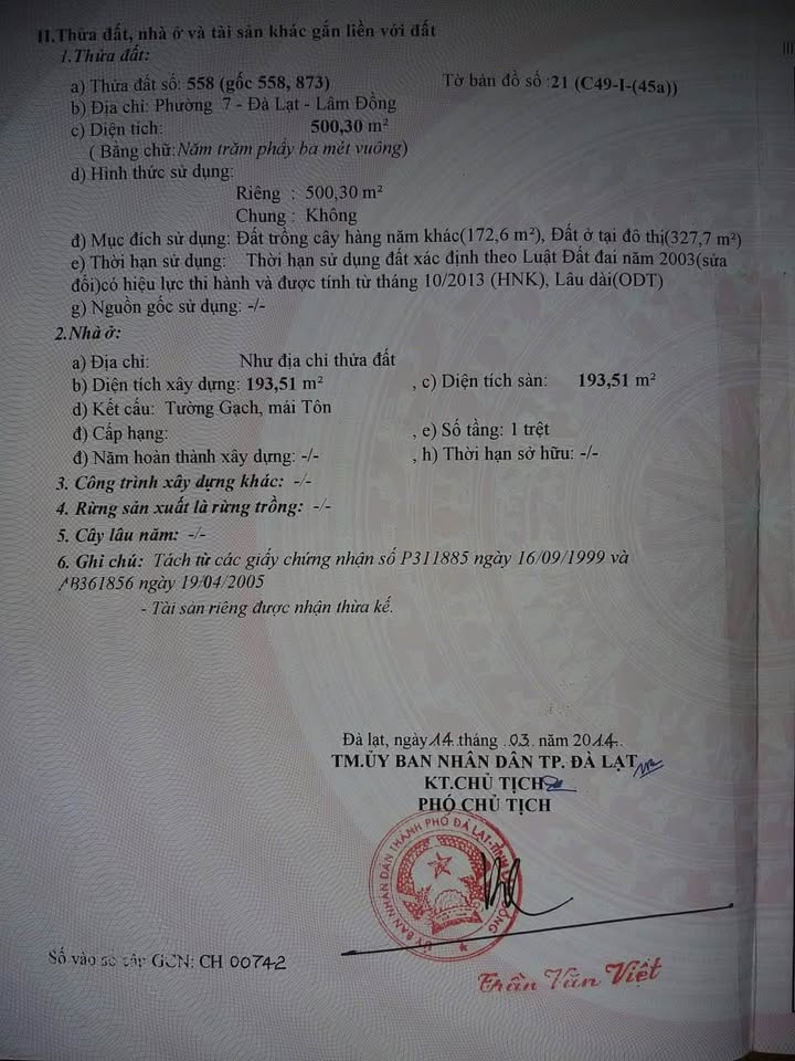 Đất thổ cư 250m² tại trung tâm Đà Lạt giá 8.75 tỷ - Cơ hội đầu tư hiếm có!