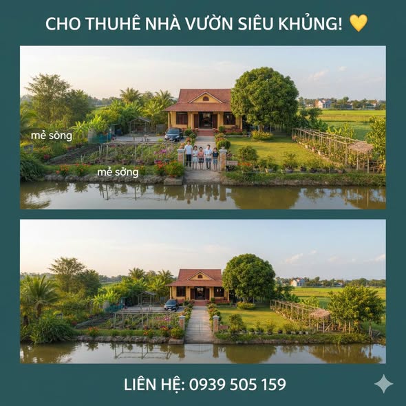 Cho thuê nhà vườn 766m² tại Bình Hòa B, Cần Thơ chỉ 4.5 triệu - Không gian yên tĩnh, riêng tư!