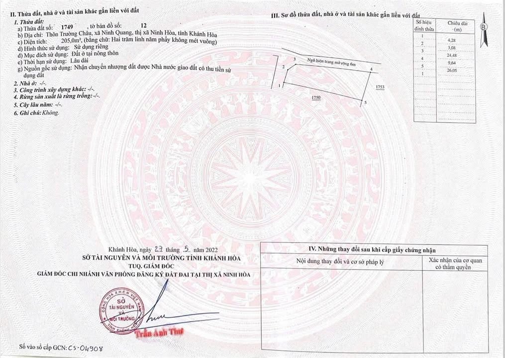 Nhà 2 mặt tiền Trường Châu, Ninh Quang 205m² giá 1 tỷ - Sẵn sàng vào ở!