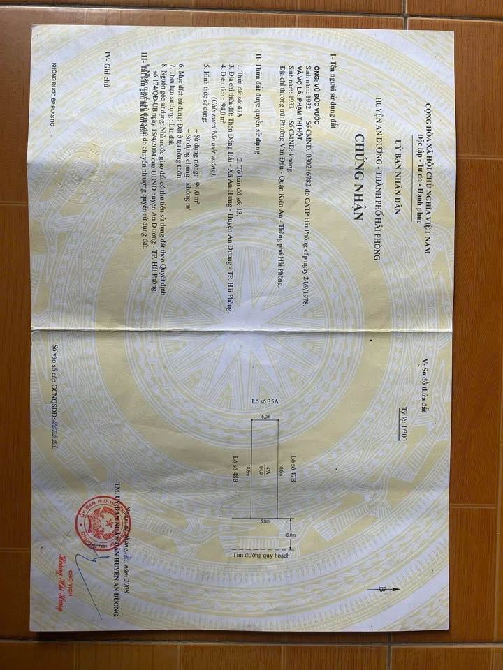 Lô đất An Hưng, Quận Hồng Bàng 94m² giá 2.25 tỷ - Ô tô vào tận nơi!