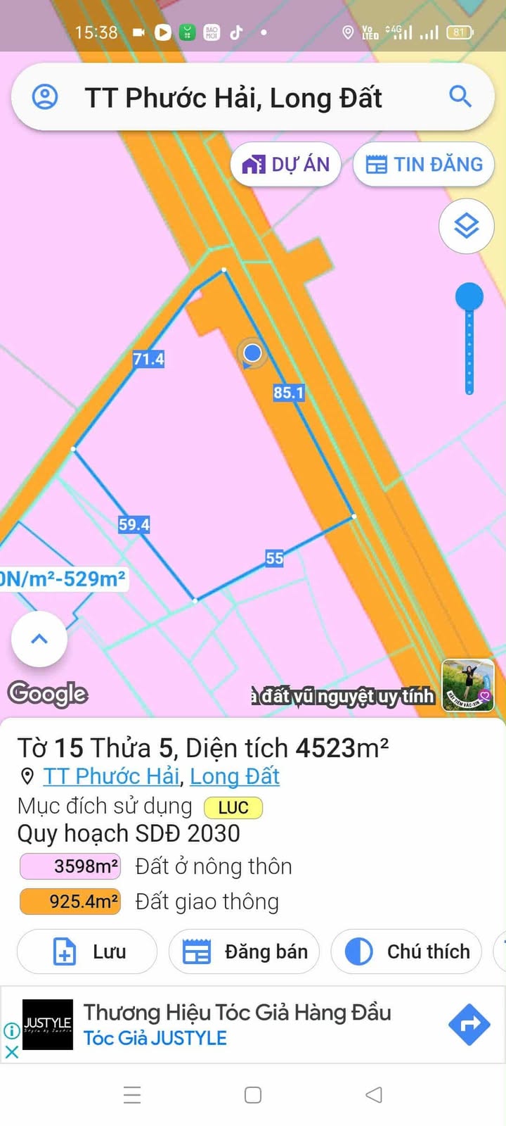 Đất nền lô góc Thị trấn Phước Hải 3500m² - Pháp lý rõ ràng, giá tốt!