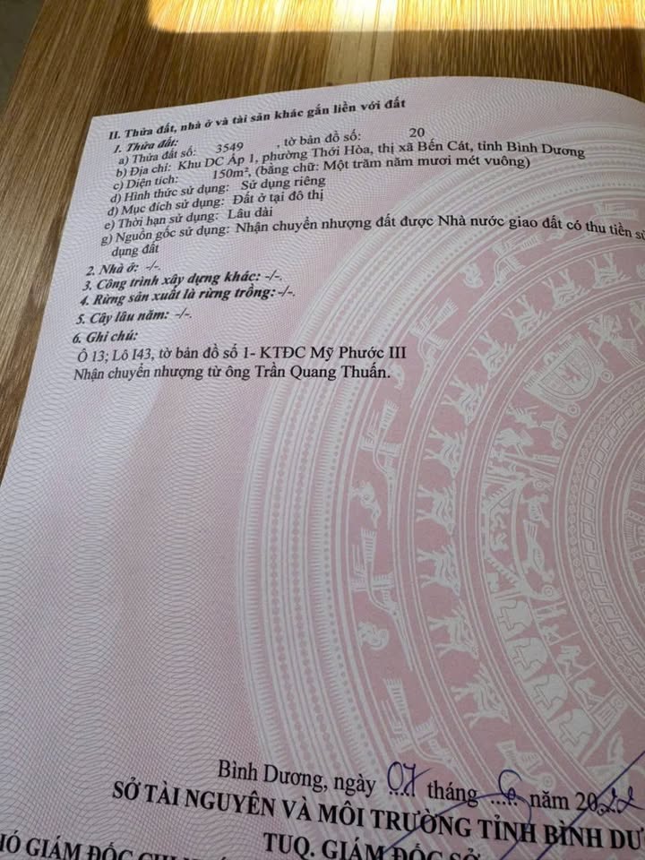 Đất thổ cư 300m² Phường Mỹ Phước, Bến Cát giá 3.7 tỷ - Bán gấp, chính chủ!