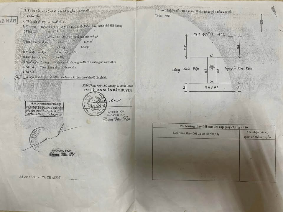 Đất nền mặt đường 402, xã Minh Tân, Kiến Thuỵ 111m² - Tiềm năng đầu tư sinh lời cao!