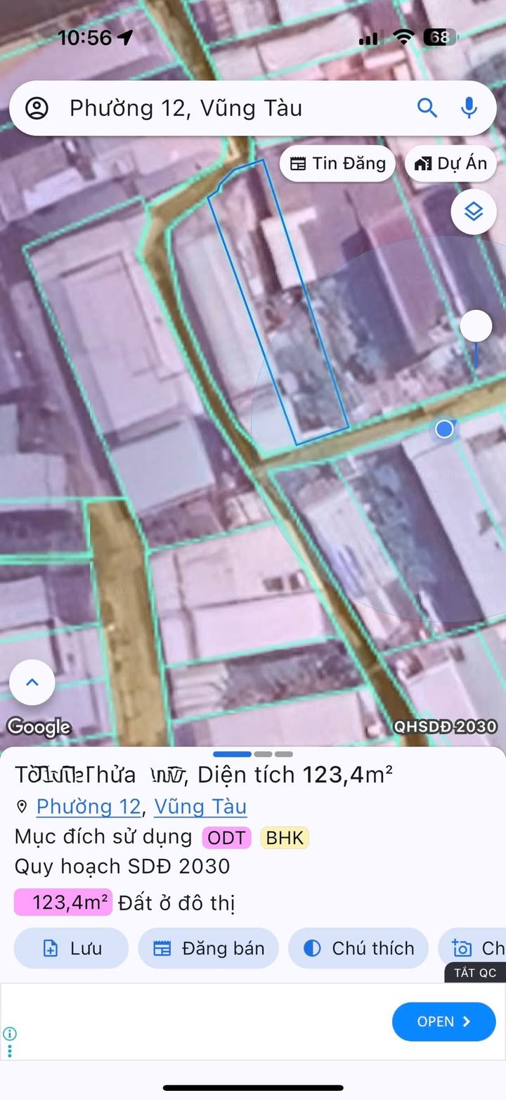 Lô đất hẻm 1488, Đường 30/4, Vũng Tàu 123m² giá 2.5 tỷ - Sổ hồng riêng, thổ cư 50m²