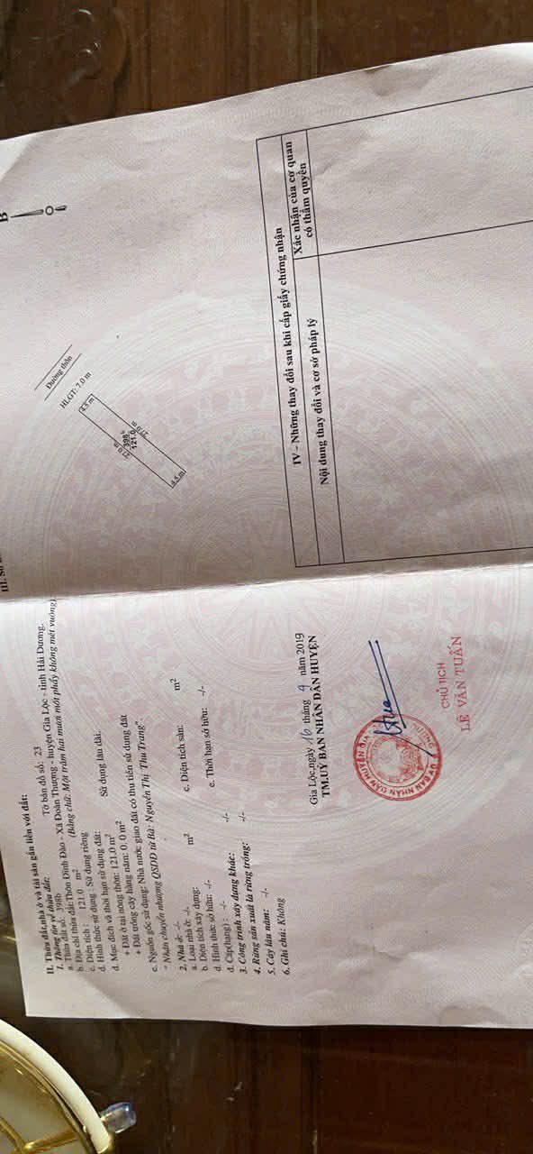 Đất thổ cư thôn Đĩnh Đào, Xã Đoàn Thượng 121m² giá 2.2 tỷ - Cơ hội đầu tư tuyệt vời!