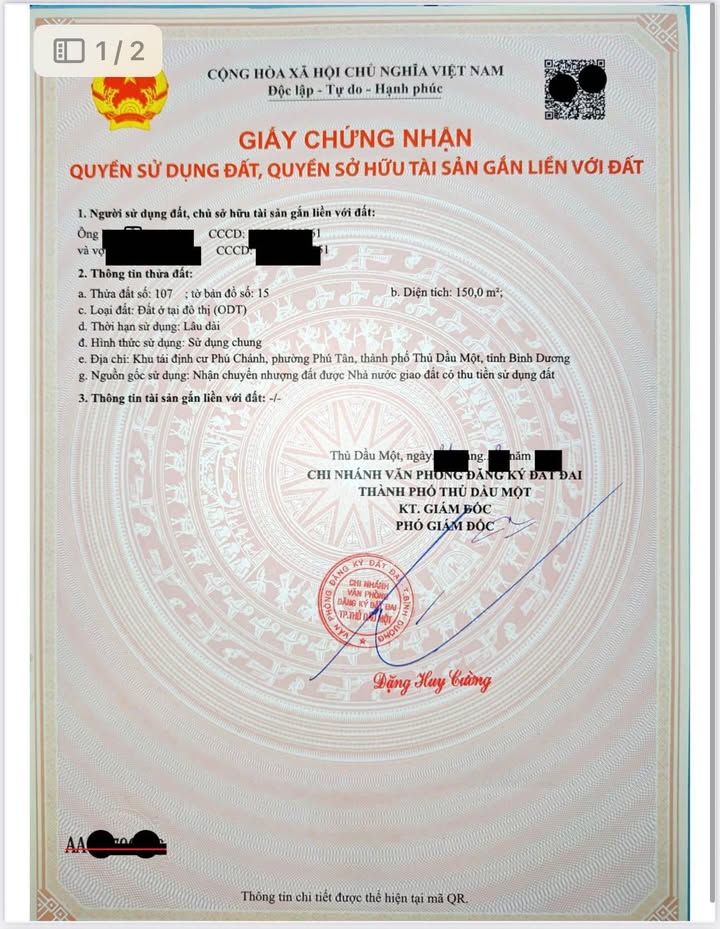 Đất nền Khu TDC Phú Chánh, 150m² giá 3 tỷ - Sổ đỏ chính chủ, xây dựng tự do!