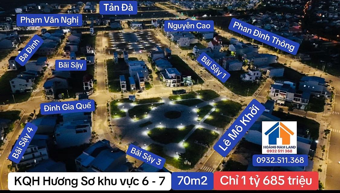 Đất nền KQH Hương Sơ, Huế 70m² từ 1.59 tỷ - Cơ hội đầu tư không thể bỏ lỡ!