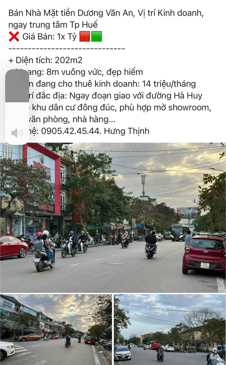 Nhà mặt tiền Dương Văn An, Tp Huế 202m² giá 1x tỷ - Vị trí kinh doanh đắc địa!