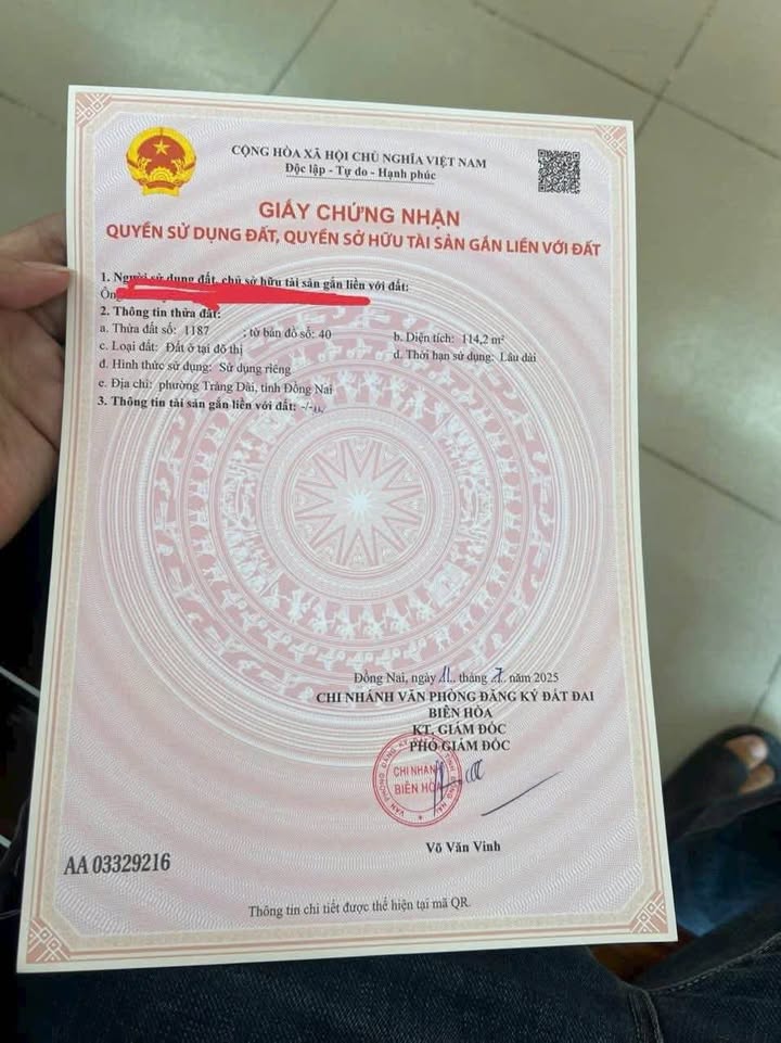 Đất thổ cư 114m² tại Trảng Dài, Biên Hòa - Sổ riêng, giá chỉ 2.6 tỷ!