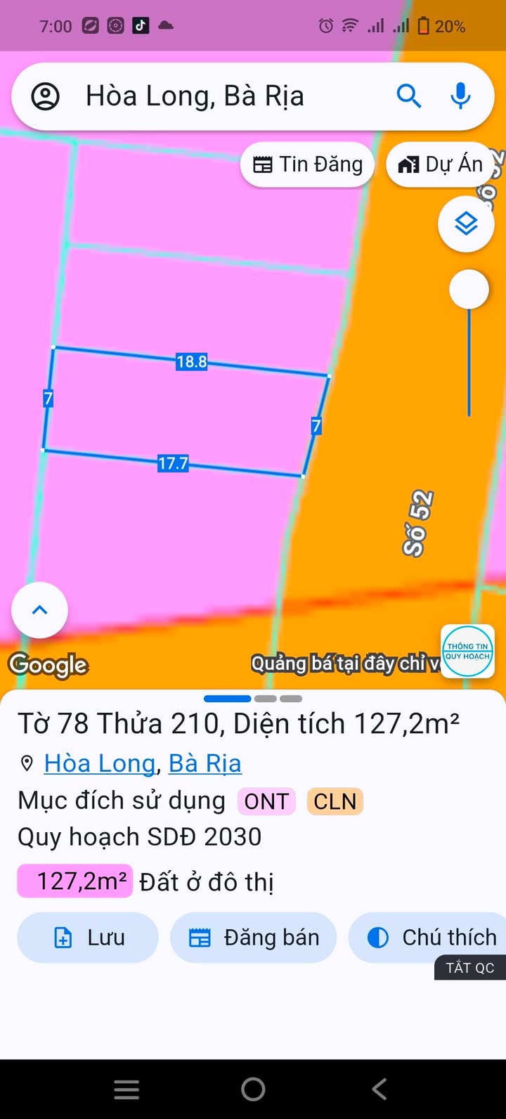 Đất nền 127m² tại Tịnh lộ 52, Bà Rịa - Giá 1.87 tỷ - Chủ cần bán gấp!