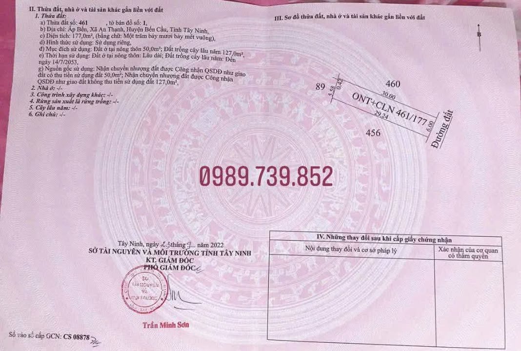 Đất nền Ấp Bến, Bến Cầu 180m² giá 650 triệu - Cơ hội đầu tư hấp dẫn!