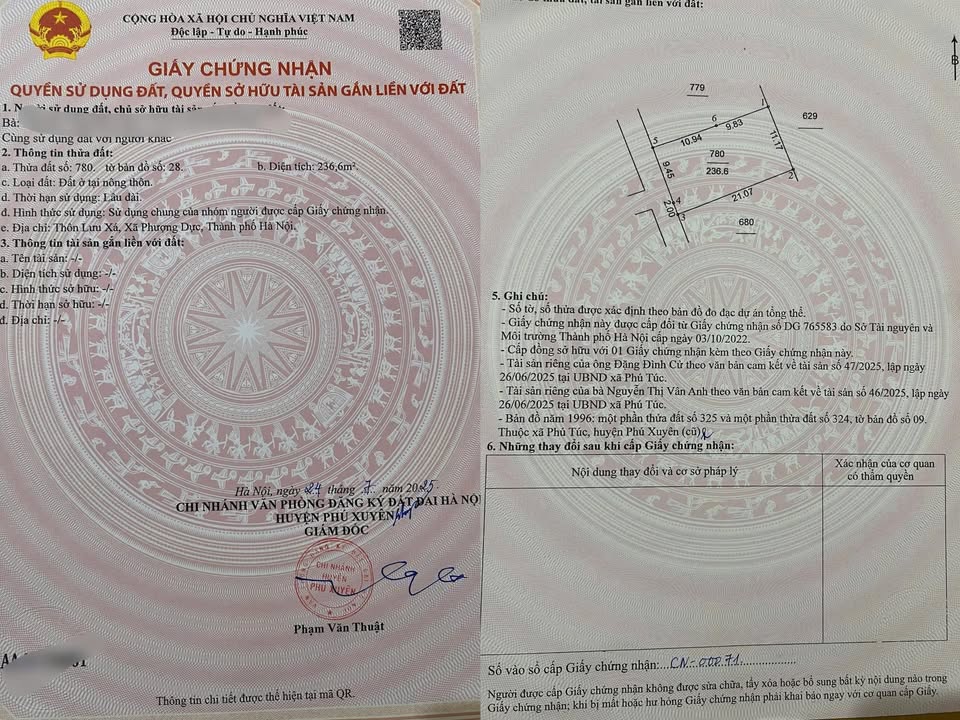 Đất thổ cư Lưu Xá, Phượng Dực, 236.6m² - Sổ đỏ chính chủ, pháp lý rõ ràng!