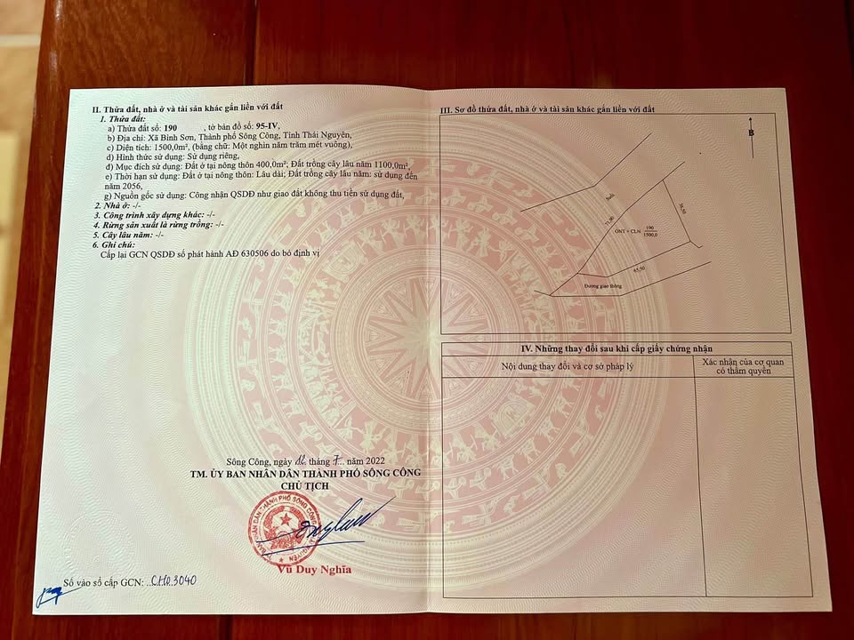 Nhà vườn chính chủ tại Bình Sơn, Sông Công, Thái Nguyên, 1500m² - Cơ hội đầu tư tuyệt vời!